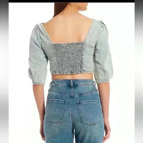 NWT CIRCUS.NY WOMEN’S SMOCKED BACK PULL SHORT SLEEVE CROP TOP SIZE M - Picture 4 of 9